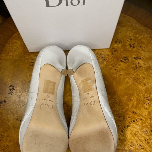 Dior white leather cannage lace up peep toe - Picture 3 of 6